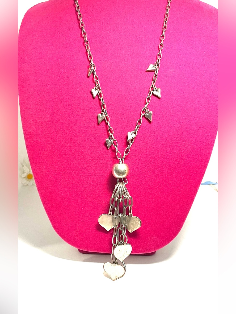 Silver Heart Sash Necklace